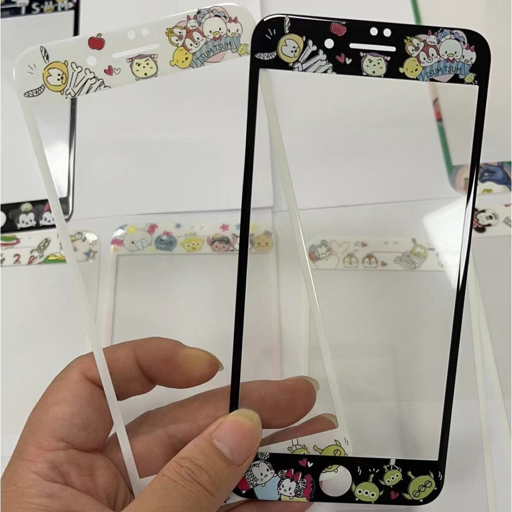 iphone 7 plus 玻璃貼 現貨米奇米妮軟邊鋼化膜 iphone 8 plus 保護貼 滿版鋼化膜 螢幕保護貼-細節圖3