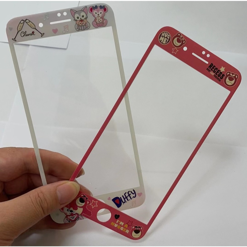 iphone 7 plus 玻璃貼 現貨史迪奇達飛熊草莓熊 iphone 8 plus 保護貼 滿版鋼化膜 螢幕保護貼-細節圖2