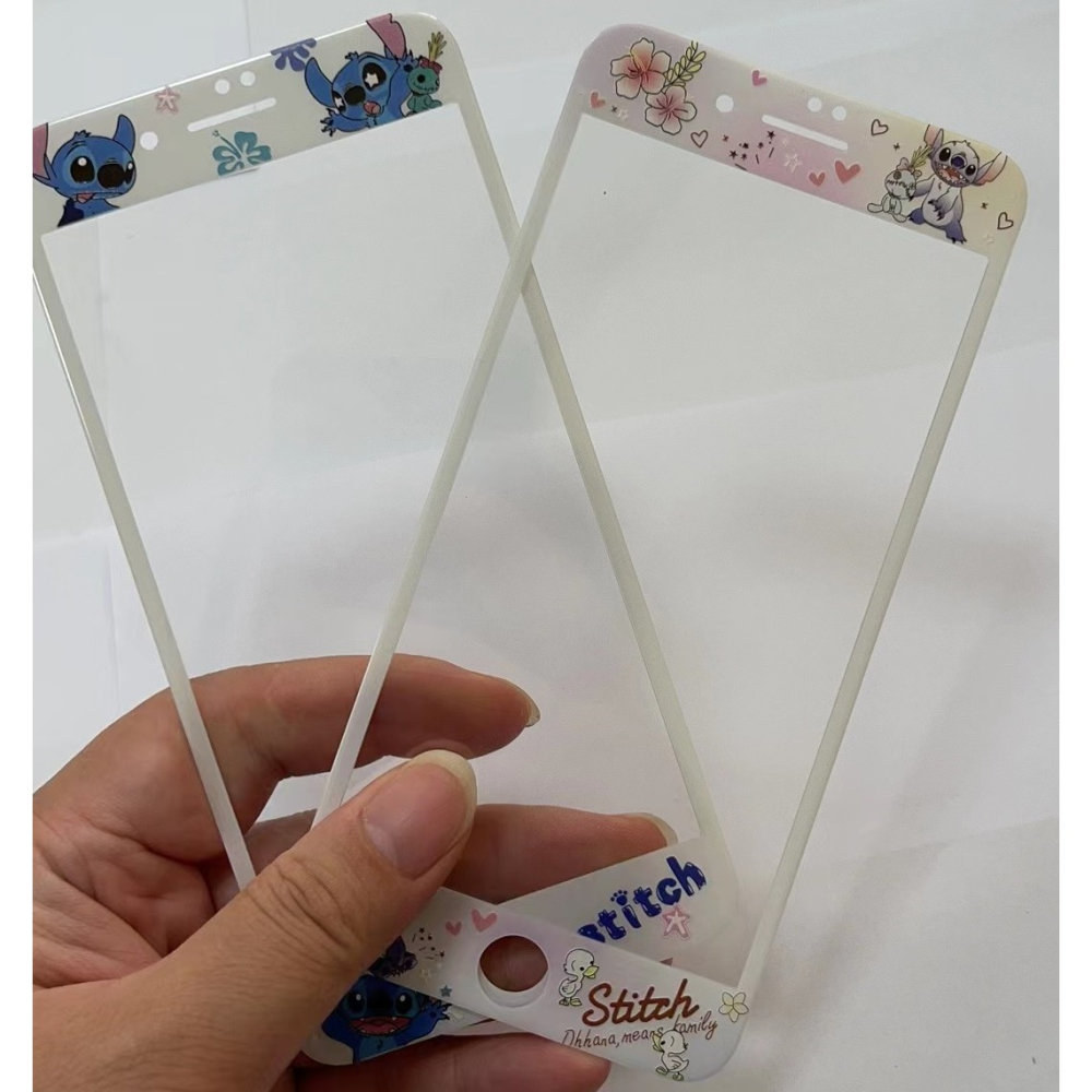 iphone 7 plus 玻璃貼 現貨史迪奇達飛熊草莓熊 iphone 8 plus 保護貼 滿版鋼化膜 螢幕保護貼-細節圖4