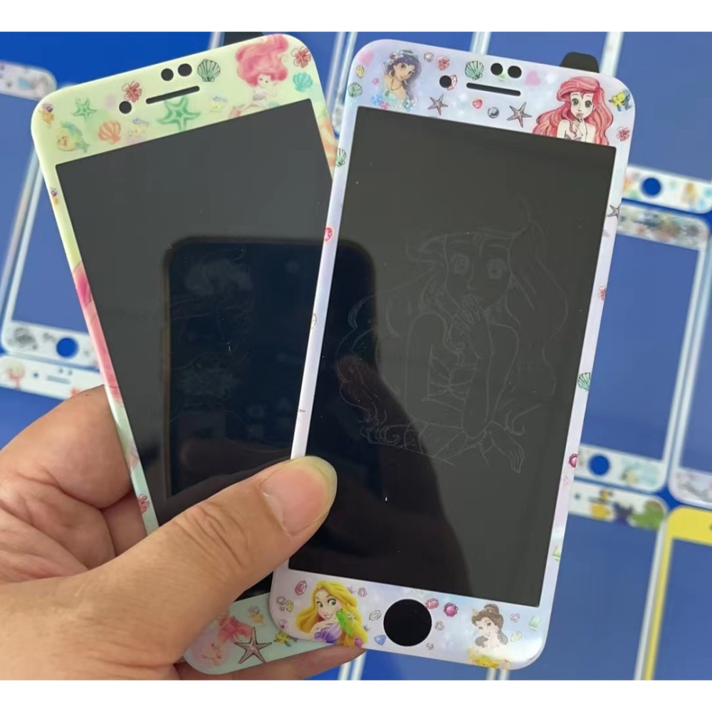 iphone 7 保護貼 現貨多圖案卡通迪士尼公主麵包超人軟邊 iphone 8 保護貼iphone 6s螢幕貼鋼化膜-細節圖3