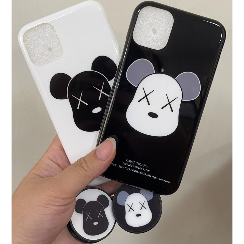 iphone 11 手機殼 現貨迪士尼暴力熊米奇小新+支架 可愛 i11 手機殼卡通iphone 11 pro 手機殼-細節圖2