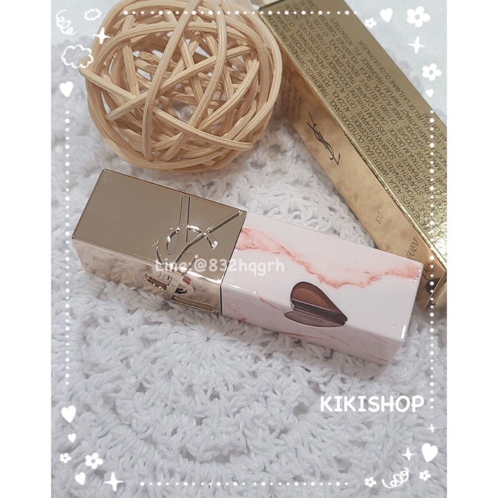 ✿ YSL ✿ ysl 2025七夕情人節限定奢華印記鎖心光唇釉 超模光感精華水氣墊 大理石唇釉 610 443 粉氣墊-細節圖2