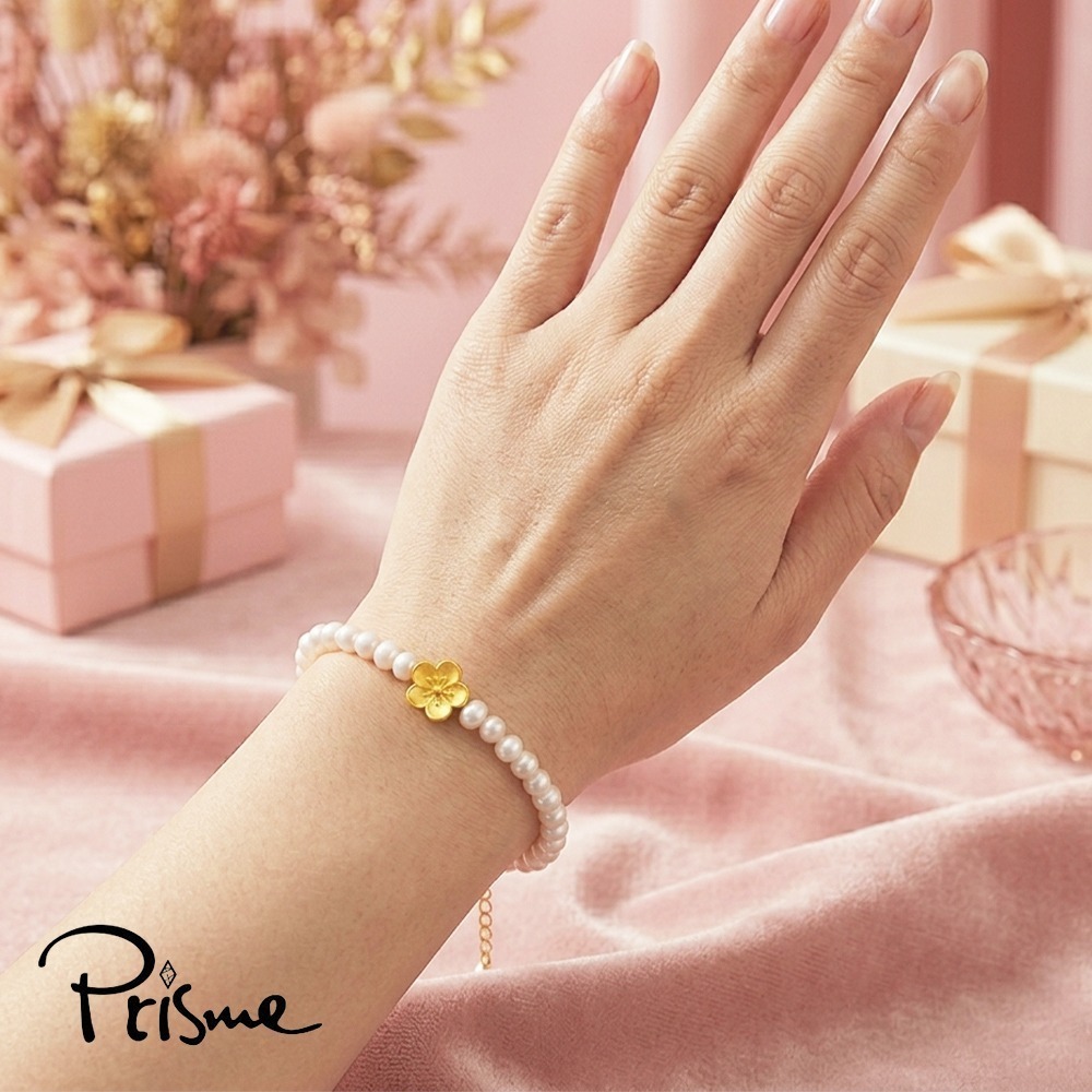 【Prisme Gold】黃金墜手鍊 送禮推薦 純金999綴飾珍珠手鍊 多款 (約0.05錢±0.02)-細節圖3