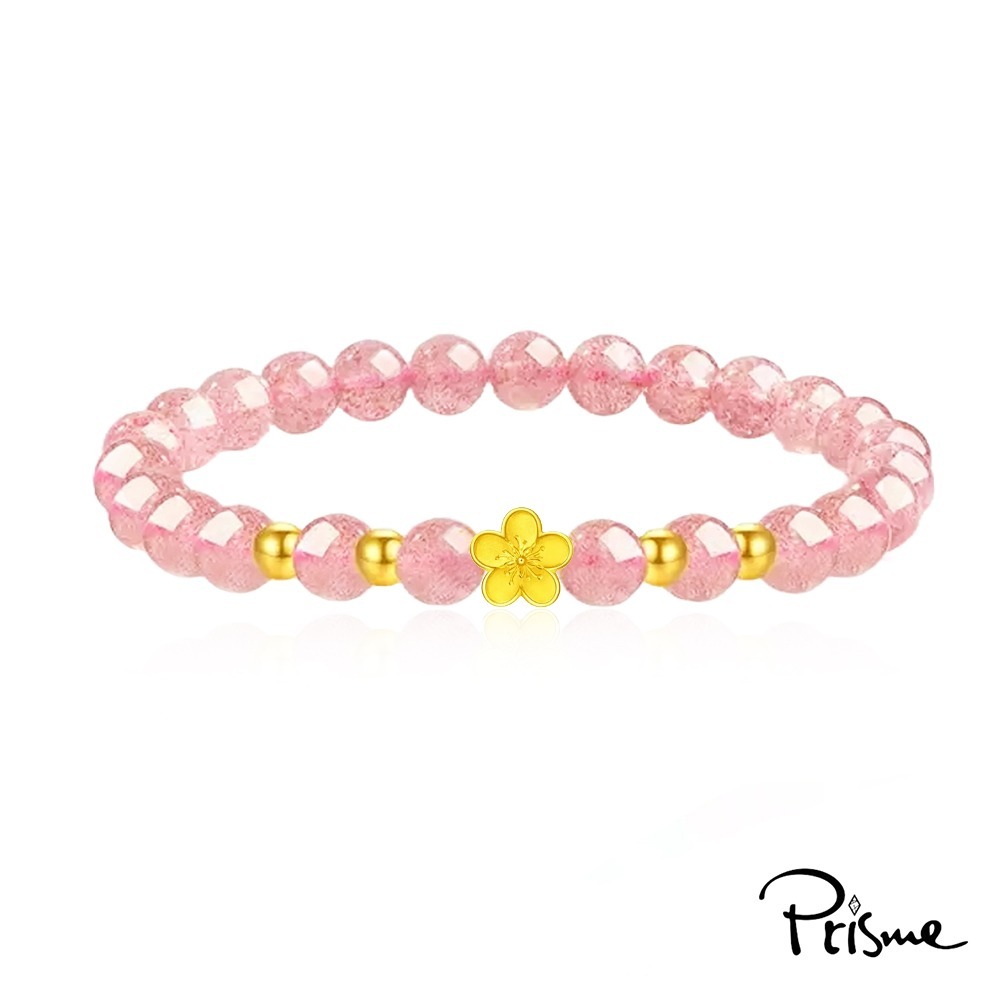 【Prisme Gold】黃金手鍊 999純金綴飾 草莓晶粉珠手鍊 多款 (金重：約0.05錢±0.02)-規格圖3