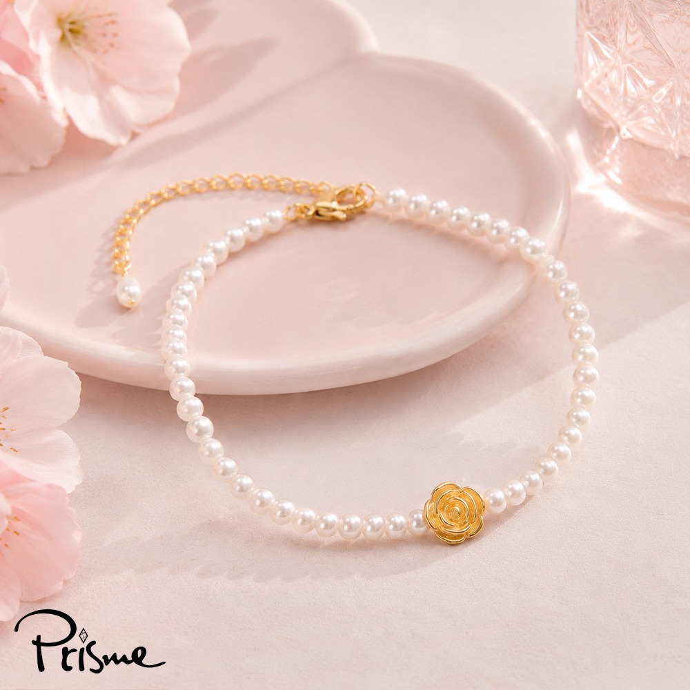 【Prisme Gold】黃金手鍊 純金999玫瑰珍珠手鍊 (金重：約0.02錢±0.01)-細節圖2