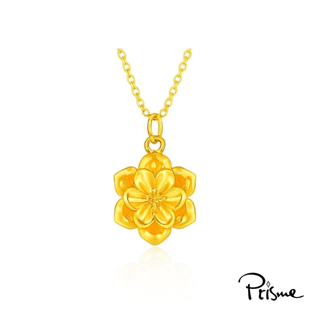 【Prisme Gold】心動花綻黃金墜項鍊 附贈鈦鍍金項鍊 任選 (約0.10錢±0.03)-細節圖2