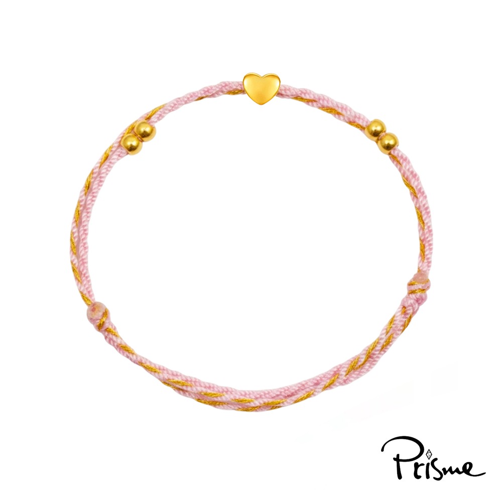 【Prisme Gold】黃金手鍊 純金999綴飾金珠手環 粉/綠手繩 (金重：約0.04錢±0.02)-規格圖5