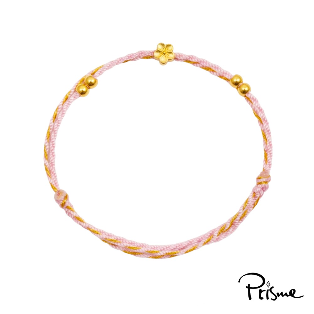 【Prisme Gold】黃金手鍊 純金999綴飾金珠手環 粉/綠手繩 (金重：約0.04錢±0.02)-規格圖5
