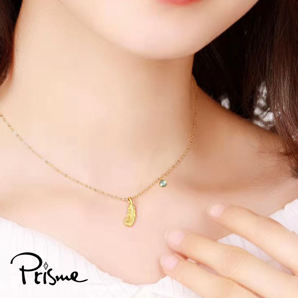 【Prisme Gold】生日石系列｜天使羽毛 黃金墜項鍊、附贈鈦鍍金項鍊 (金重約0.02錢±0.01) 生日禮物-細節圖3