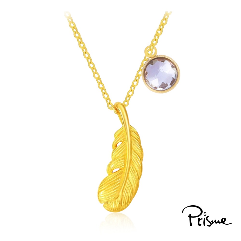 【Prisme Gold】生日石系列｜天使羽毛 黃金墜項鍊、附贈鈦鍍金項鍊 (金重約0.02錢±0.01) 生日禮物-規格圖4
