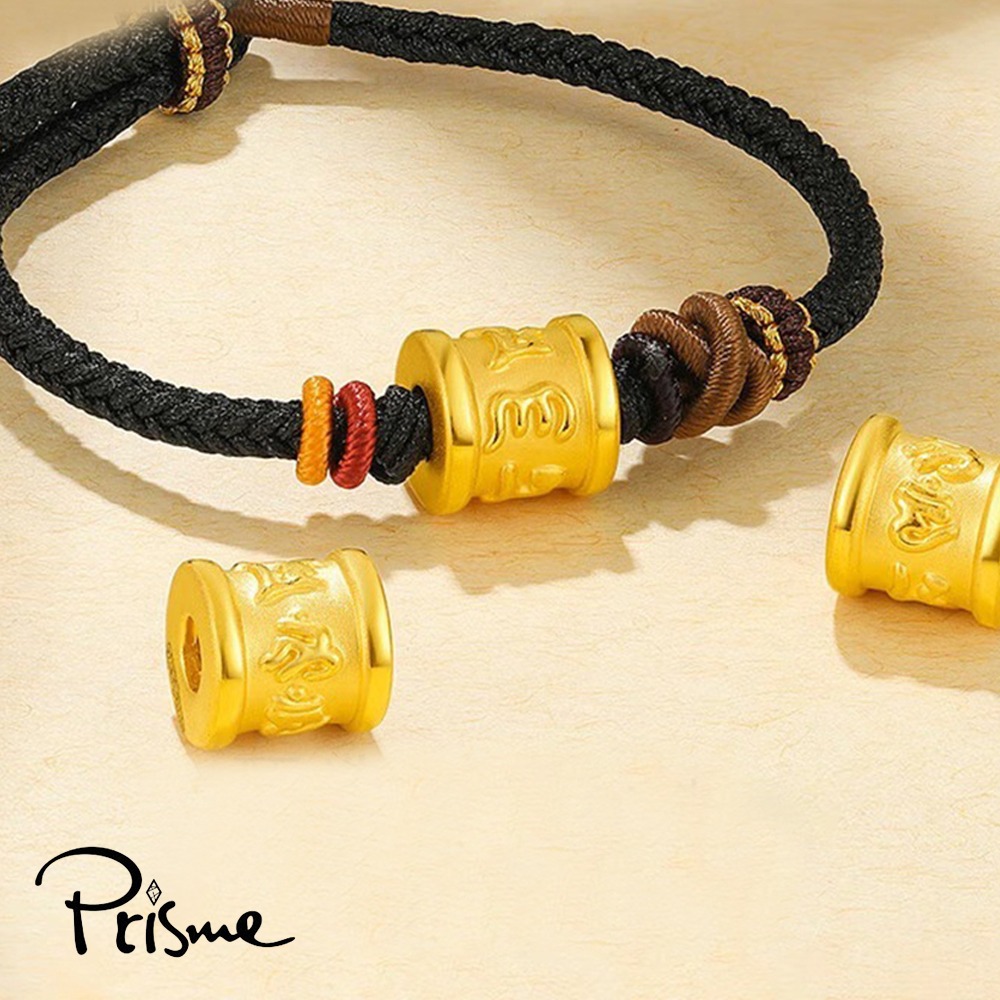 【Prisme Gold】黃金手鍊 六字真言黑編織手繩 (金重：約0.05錢±0.02)-細節圖2