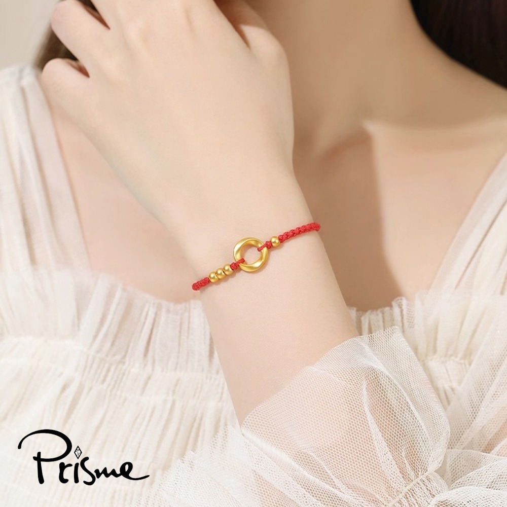 【Prisme Gold】黃金手鍊 情侶飾品 莫比烏斯圓環金珠 手鍊對組 (總重約0.15錢±0.03)-細節圖3