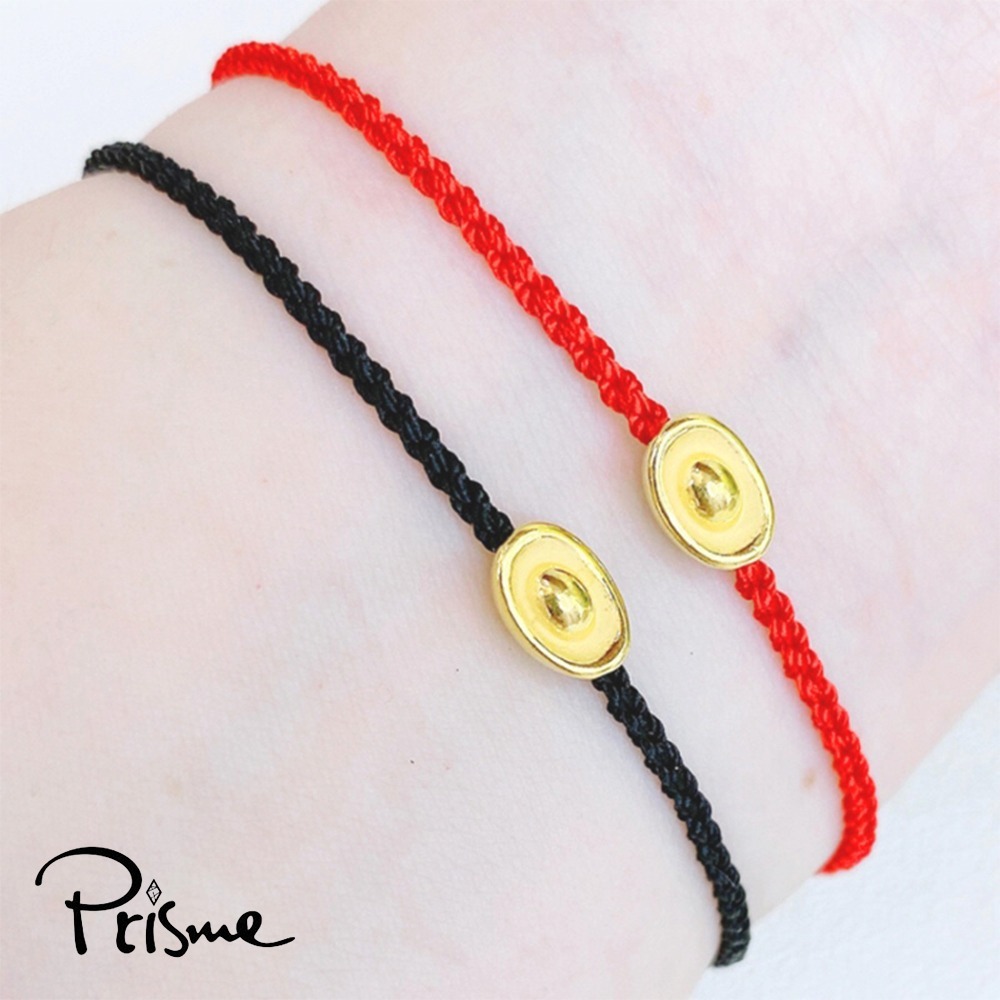 【Prisme Gold】黃金手鍊 祈福好運元寶 編織手繩二入組 (約0.02錢±0.01/單個)-細節圖3