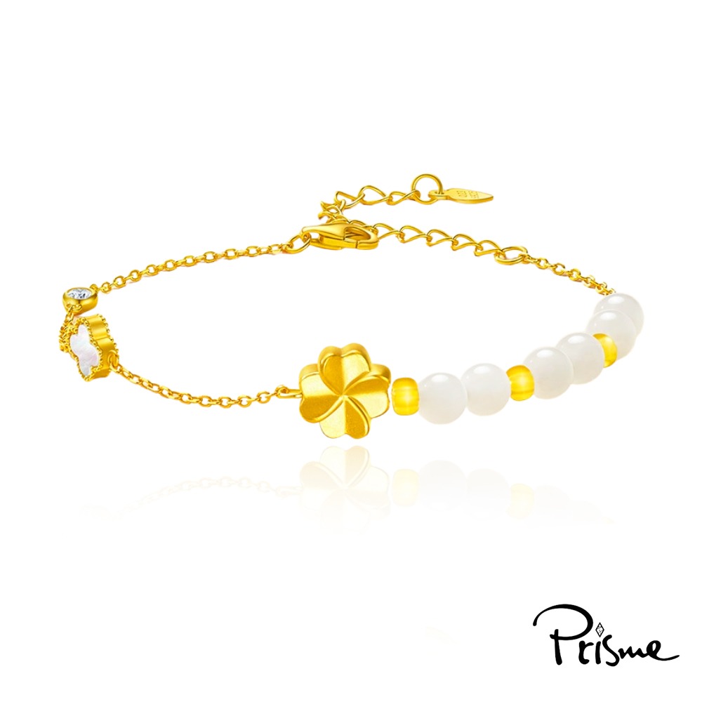 【Prisme Gold】黃金墜手鍊 純金999幸運草母貝手鍊 (約重0.05錢±0.02)-細節圖2