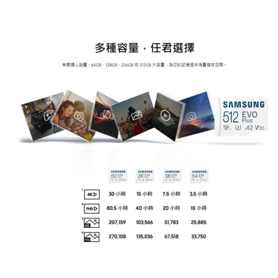 三星 SAMSUNG EVO Plus 64G 128G 256G microSD U3 UHS-I A2 記憶卡-細節圖4