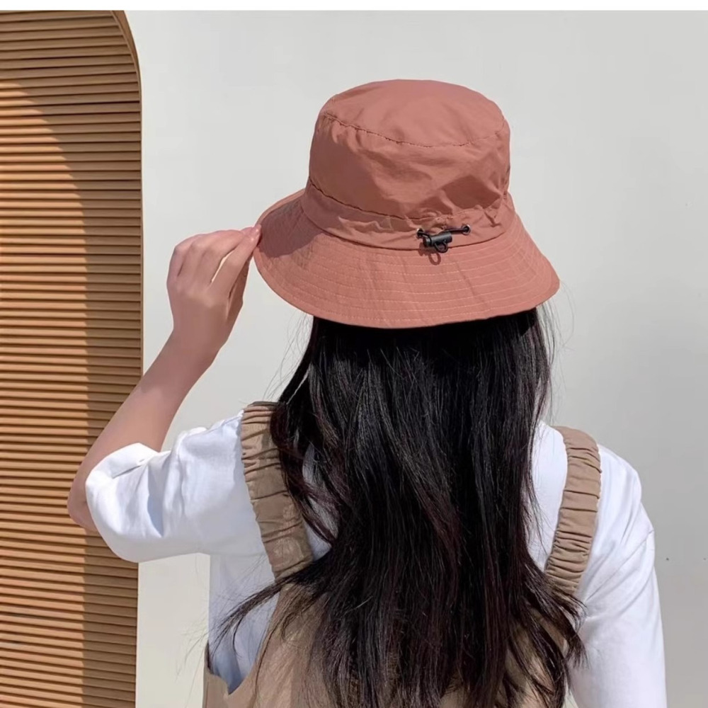 可折疊漁夫帽 素面漁夫帽 漁夫帽 抽繩漁夫帽 遮陽防曬 防曬帽 便擕 男女可用 附黑色防風繩 帽子-細節圖6