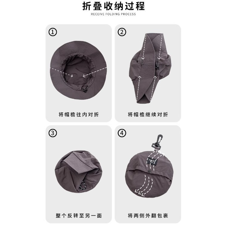 可折疊漁夫帽 素面漁夫帽 漁夫帽 抽繩漁夫帽 遮陽防曬 防曬帽 便擕 男女可用 附黑色防風繩 帽子-細節圖3