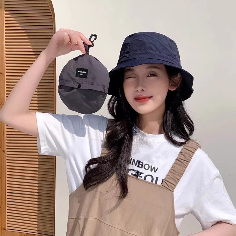 可折疊漁夫帽 素面漁夫帽 漁夫帽 抽繩漁夫帽 遮陽防曬 防曬帽 便擕 男女可用 附黑色防風繩 帽子-細節圖7