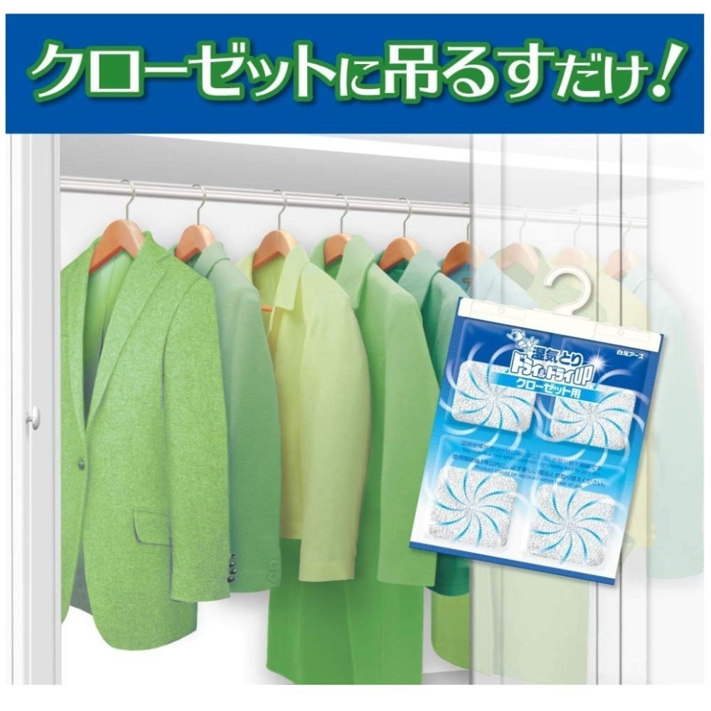 【沐樽🇯🇵日本】白元 Dry & Dry UP Closet 衣櫃除濕掛片 防黃 消臭 2入-細節圖5