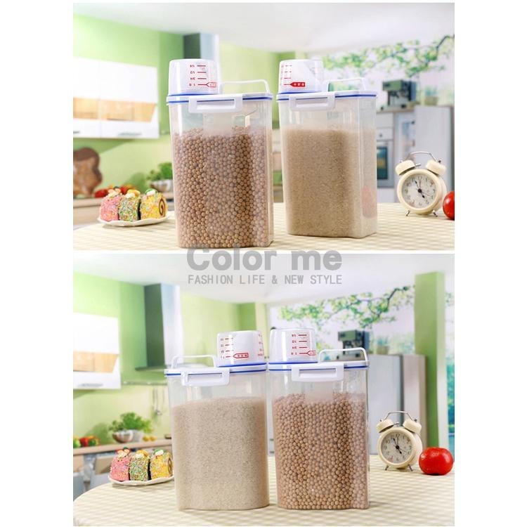 米桶 米箱 收納罐 儲物罐 帶蓋 米 2KG 2000ml 量杯手提罐 【A005-3】Color me-細節圖6