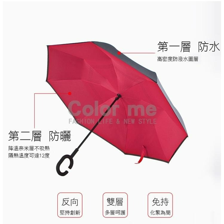 反向傘 直立傘 遮陽傘 防曬 雨具 遮陽傘 C型雙層反向傘 (限宅配) Color me 【V048】-細節圖5