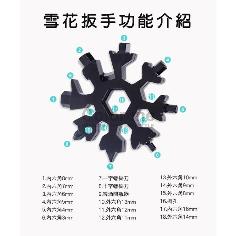 扳手 雪花扳手 螺絲起子 萬用扳手 螺絲刀 萬能工具卡 鑰匙圈 18合一 萬能雪花板手【R054】 Color me-細節圖5