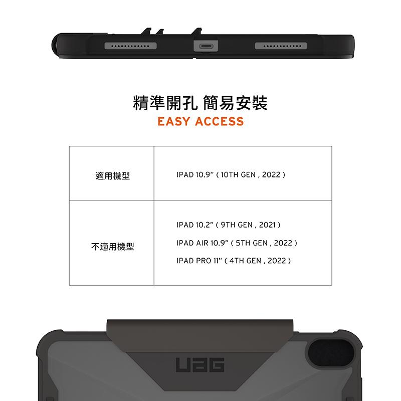 【新品】UAG iPad 10th 10.9吋/Air 10.9吋 耐衝擊全透保護殻（經典黑/迷彩雙色）-細節圖9