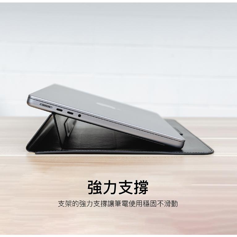 美國魚骨 SwitchEasy EasyStand 手工皮革支架筆電保護套 MacBook Pro 14吋-細節圖4