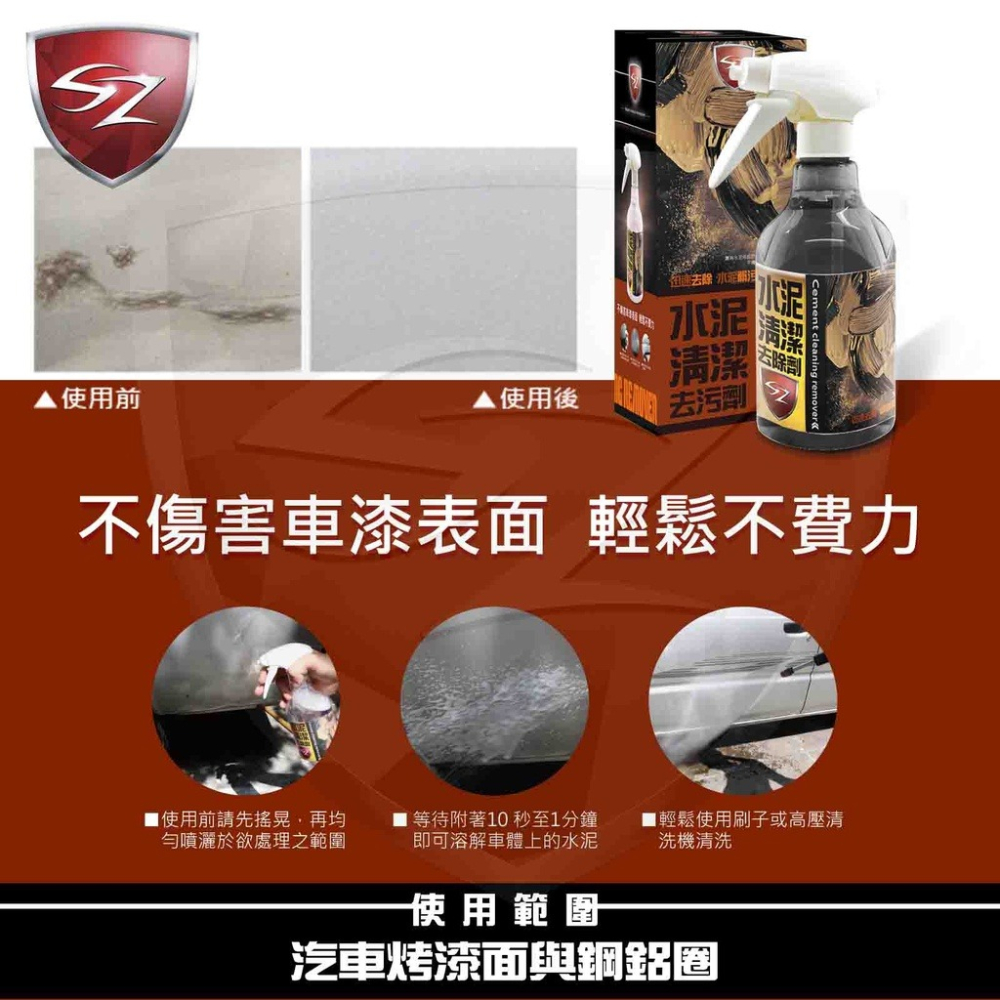 SZ SZ水泥清潔去汙劑 500ML 快速溶解軟化水泥 去除車身鋼圈水泥輕易去除 專業汽車美容用-細節圖4