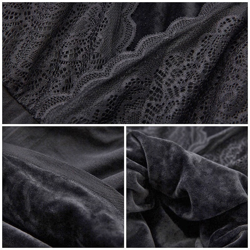 【台灣現貨】保暖女神衣🔥性感蕾絲V領加絨內衣 修身長袖上衣打底衫發熱衛生衣 /許願花園-細節圖8