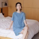 【台灣現貨】冰絲純色短袖寬鬆連身裙 睡裙 睡衣 居家服 /許願花園-規格圖9