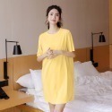 【台灣現貨】冰絲純色短袖寬鬆連身裙 睡裙 睡衣 居家服 /許願花園-規格圖9