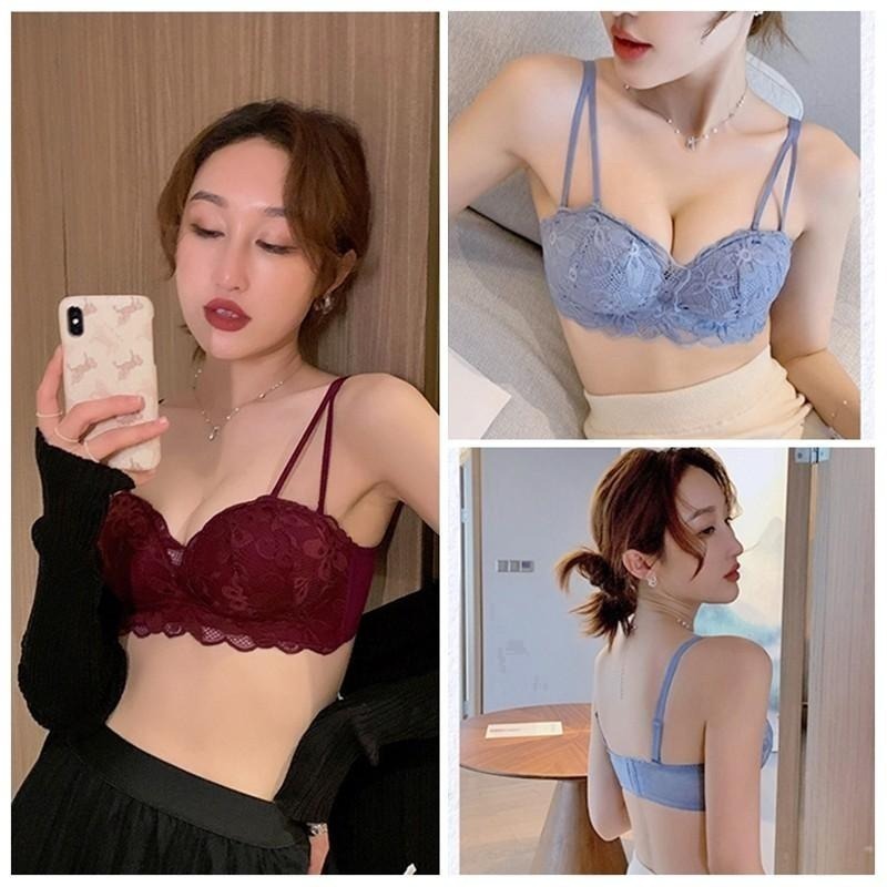 【台灣現貨】超爆乳💖小胸加厚蕾絲上托集中無肩帶無鋼圈內衣-細節圖6