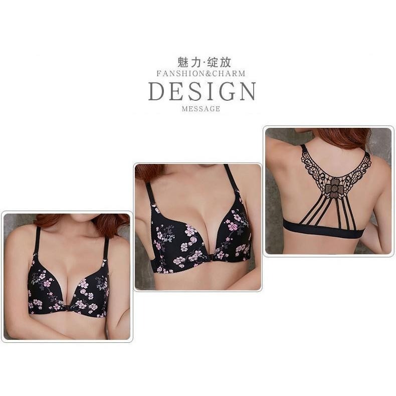 【台灣現貨】內衣+內褲🎀前扣性感美背無鋼圈成套內衣褲 手托比基尼胸罩 /許願花園-細節圖3