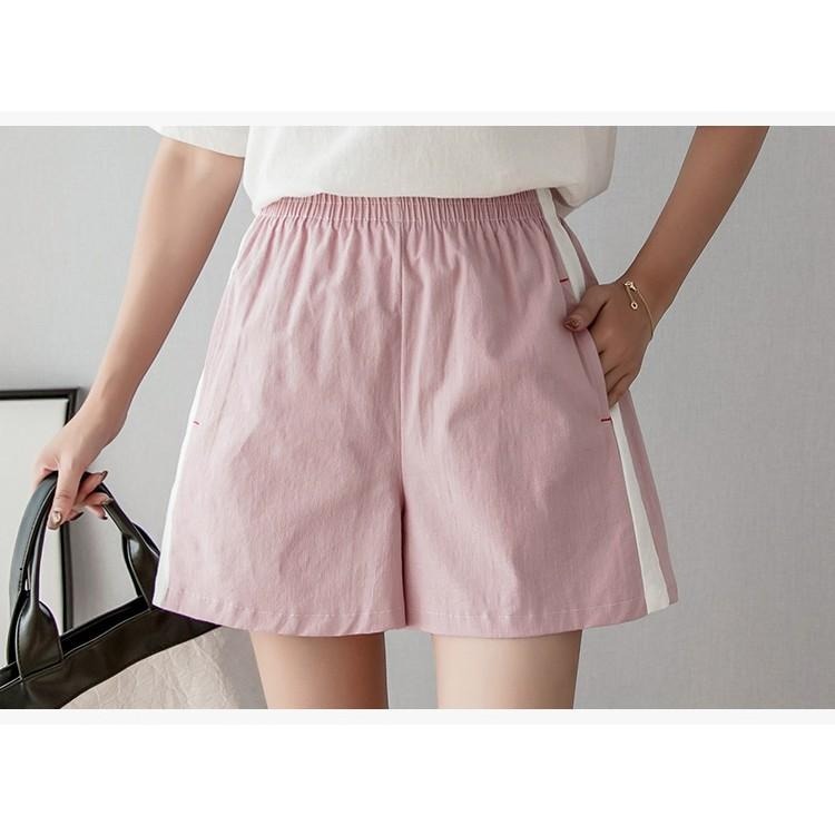 【台灣現貨】棉麻休閒短褲💕鬆緊腰高腰百搭短褲 /許願花園-細節圖5