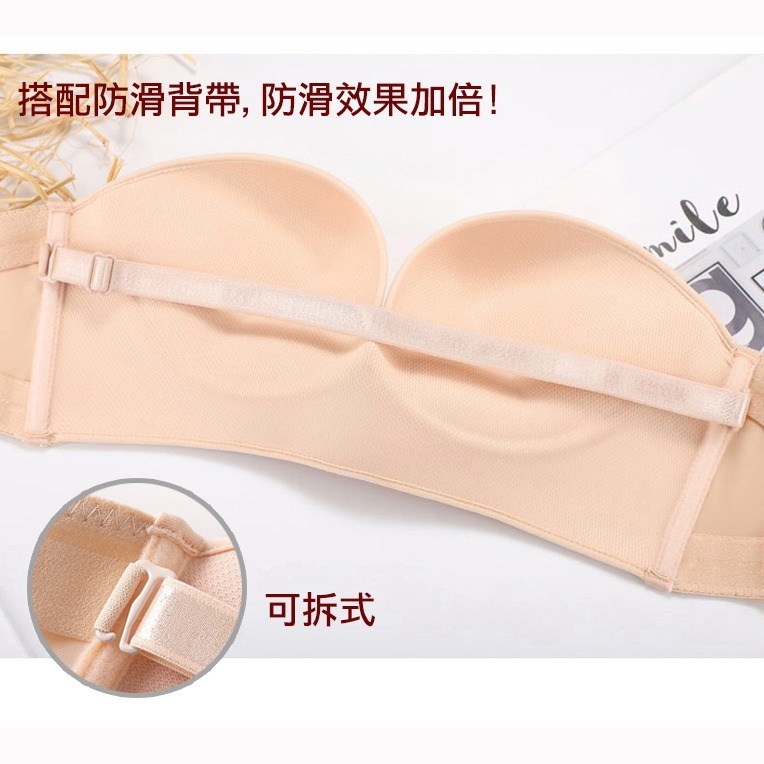 【台灣現貨】超集中防滑隱形無肩帶內衣 平口無鋼圈隱形胸罩 一字領必備 /許願花園-細節圖8