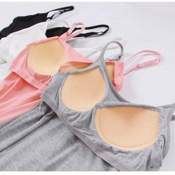 【台灣現貨】罩杯一體莫代爾無鋼圈性感細肩帶睡裙 睡衣/連身裙/居家服/打底裙帶胸墊 /許願花園-細節圖4