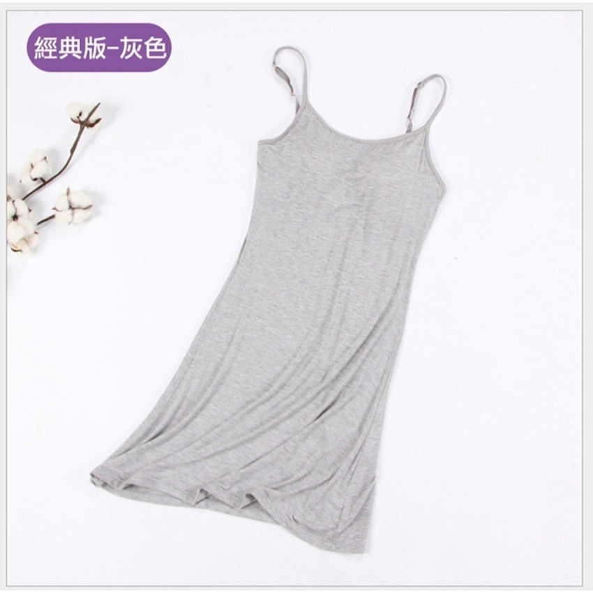 【台灣現貨】罩杯一體莫代爾無鋼圈性感細肩帶睡裙 睡衣/連身裙/居家服/打底裙帶胸墊 /許願花園-規格圖11