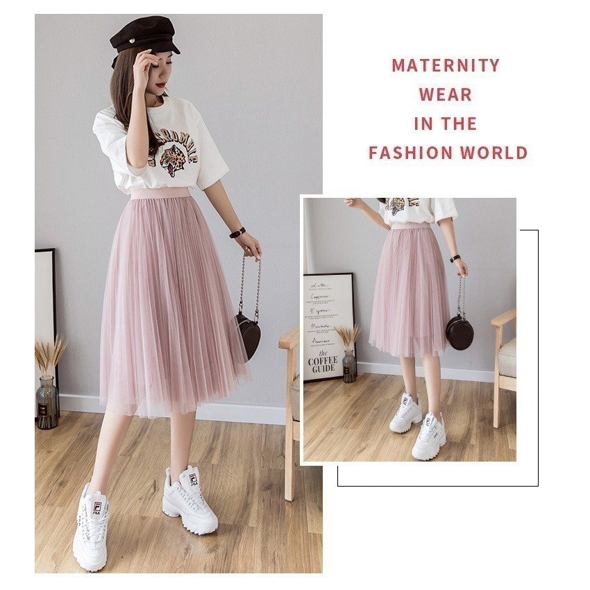 【台灣現貨】三層氣質網紗裙 百褶蓬蓬裙 沙灘裙子 及膝裙 半長裙 紗裙 /許願花園-細節圖5