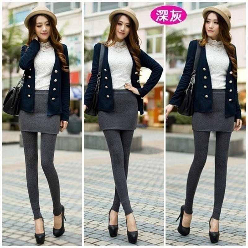 【台灣現貨】時尚百搭顯瘦假兩件包臀褲裙 內搭褲 打底褲  /許願花園-細節圖4