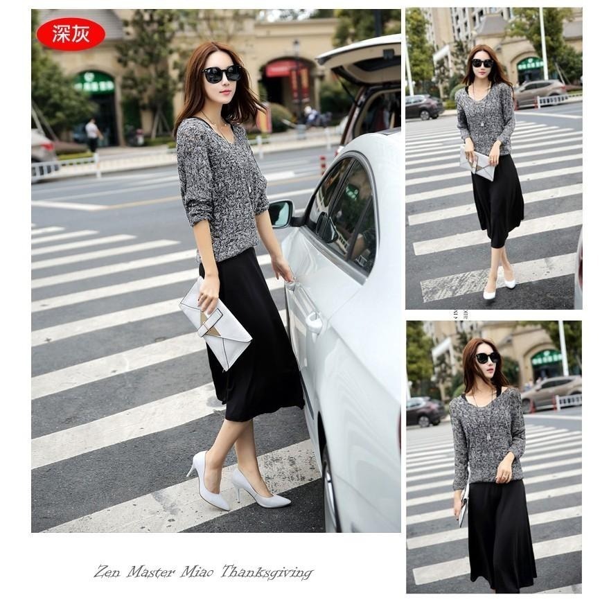 【台灣現貨】長袖長裙針織兩件式套裝 洋裝 針織衫背心裙 /許願花園-細節圖5