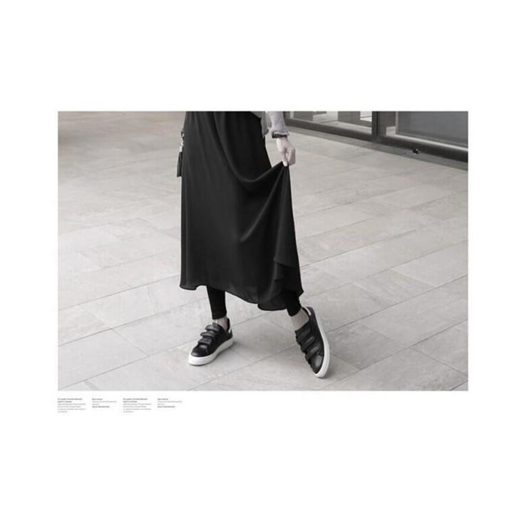 【台灣現貨】假兩件透氣雪紡莫代爾褲裙 雪紡裙 休閒長裙 大擺裙 褲子 /許願花園-細節圖7