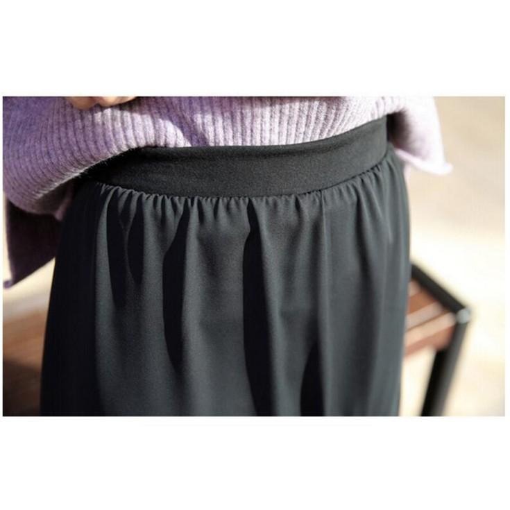 【台灣現貨】假兩件透氣雪紡莫代爾褲裙 雪紡裙 休閒長裙 大擺裙 褲子 /許願花園-細節圖8