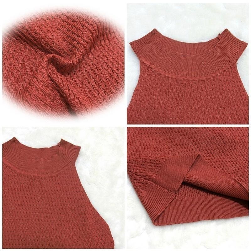 【台灣現貨】性感顯瘦短版針織削肩背心 露肩無袖套頭上衣 /許願花園-細節圖7