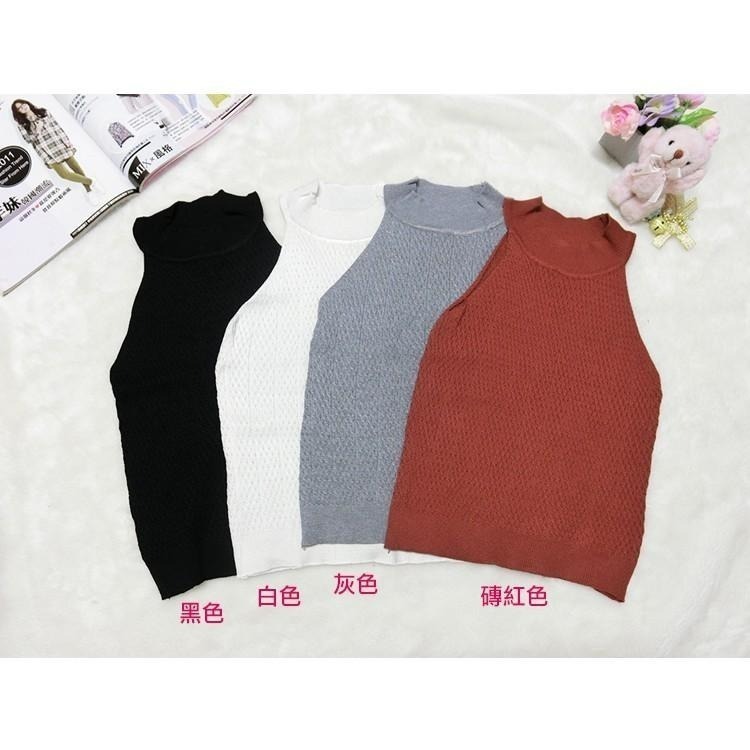 【台灣現貨】性感顯瘦短版針織削肩背心 露肩無袖套頭上衣 /許願花園-細節圖8