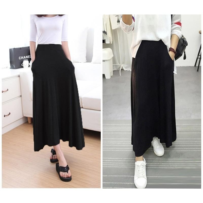 【台灣現貨】莫代爾口袋大擺長裙 百摺包臀長裙 休閒裙 百褶裙 A字裙 /許願花園-細節圖3