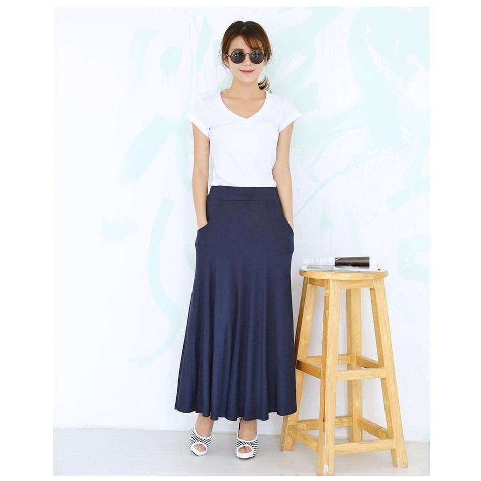 【台灣現貨】莫代爾口袋大擺長裙 百摺包臀長裙 休閒裙 百褶裙 A字裙 /許願花園-細節圖5