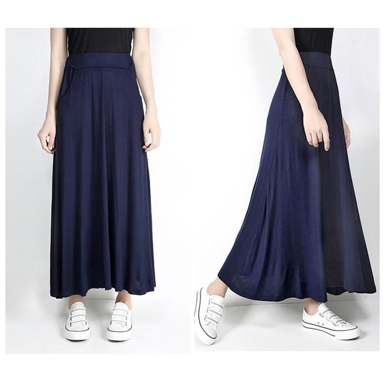 【台灣現貨】莫代爾口袋大擺長裙 百摺包臀長裙 休閒裙 百褶裙 A字裙 /許願花園-細節圖6