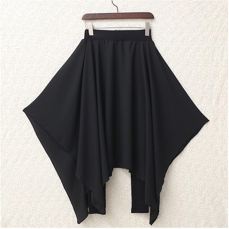 【台灣現貨】假兩件不規則透氣雪紡莫代爾褲裙 雪紡裙 休閒長裙 大擺裙 褲子 /許願花園-細節圖6