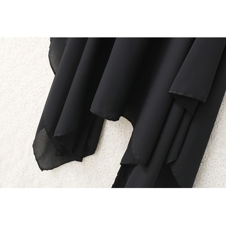 【台灣現貨】假兩件不規則透氣雪紡莫代爾褲裙 雪紡裙 休閒長裙 大擺裙 褲子 /許願花園-細節圖8